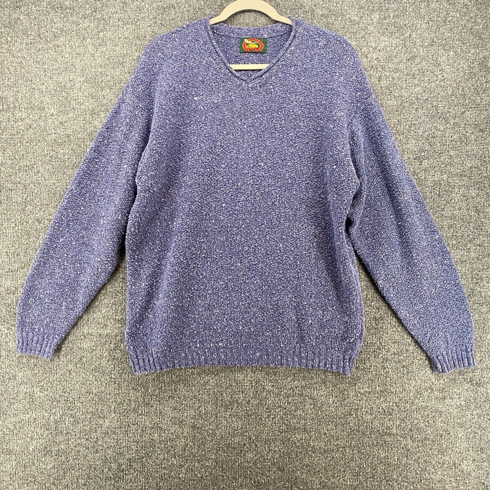 Vintage ALPS Sweater Mens L Blue V-Neck Pullover Cottage 90s Goblincore USA Made